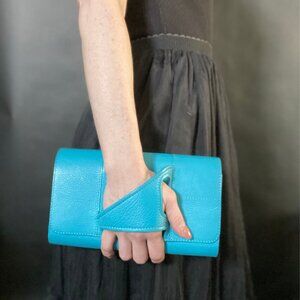 Perrin Paris Clutch - Wearable Glove Clutch in Turquoise Leather